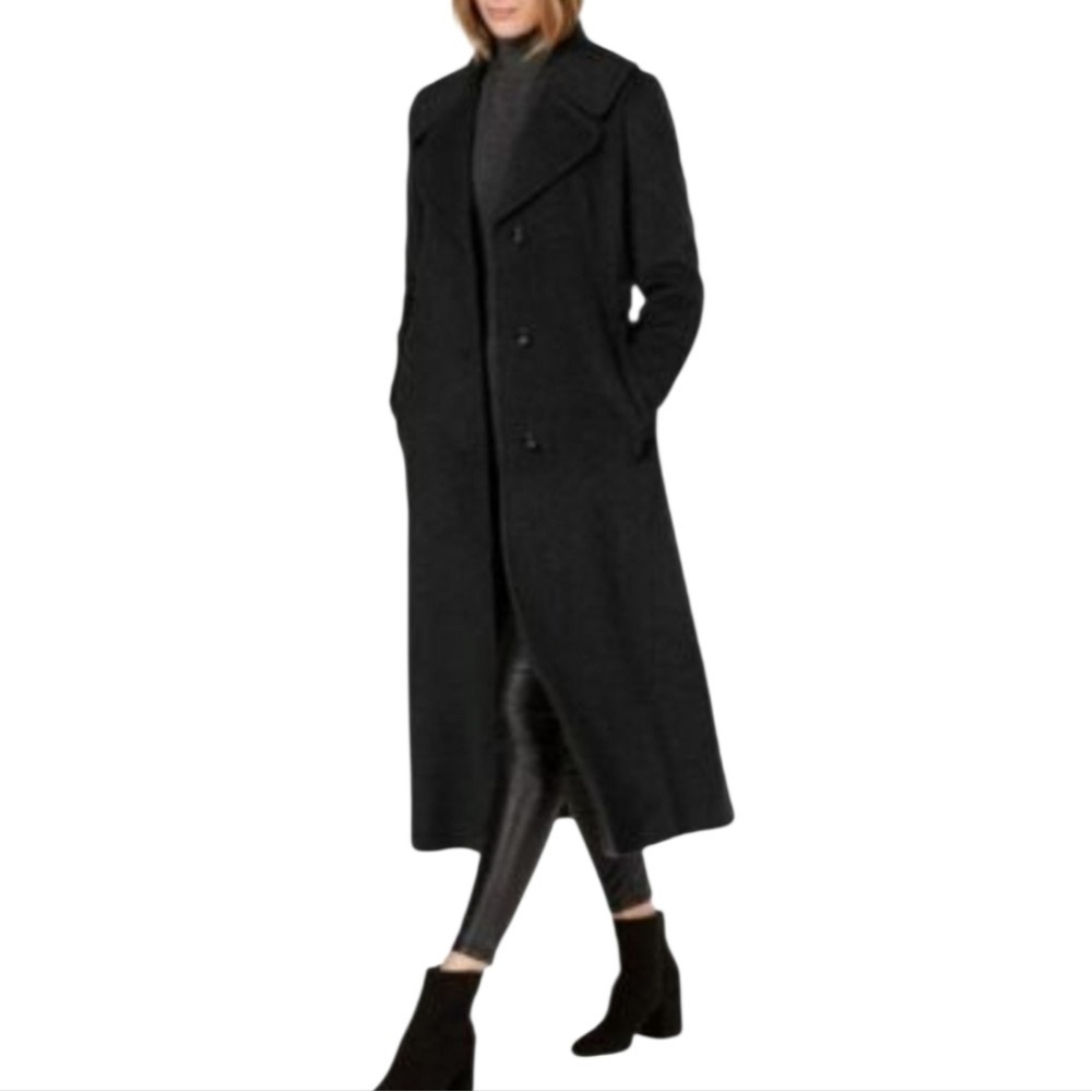 Calvin Klein Charcoal grey notched collar wool walking coat plus size 16‎ new!!!
